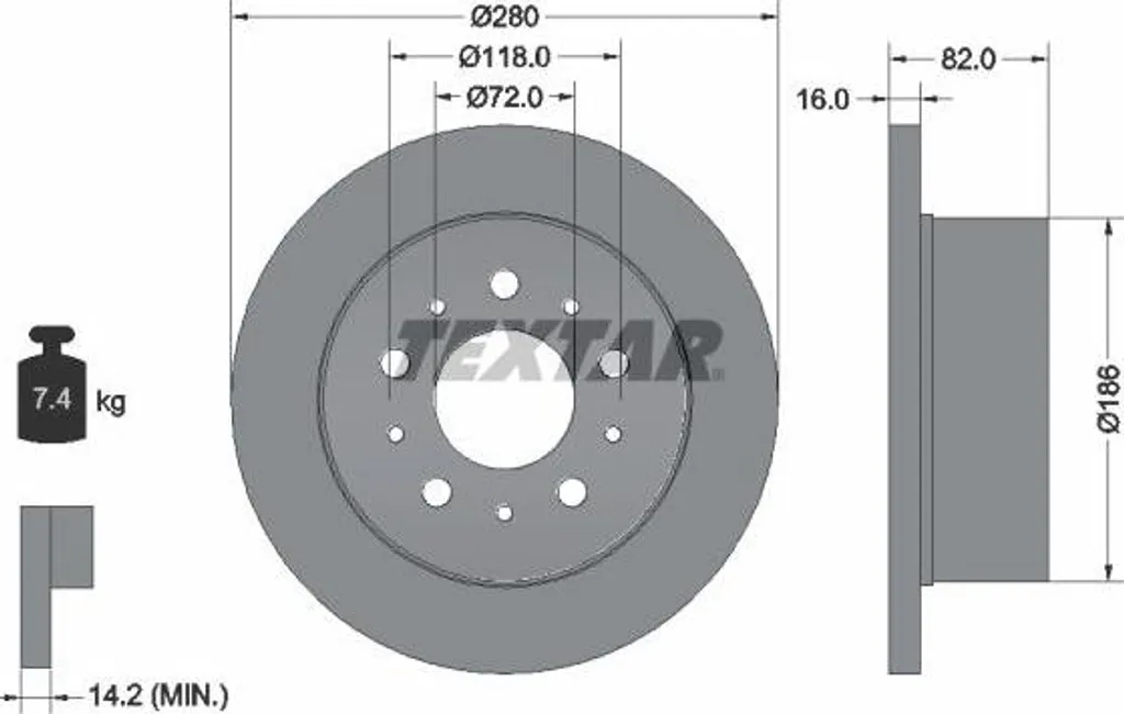 Disque de frein Textar 92157403 compatible Boxer Ducato Jumper OE