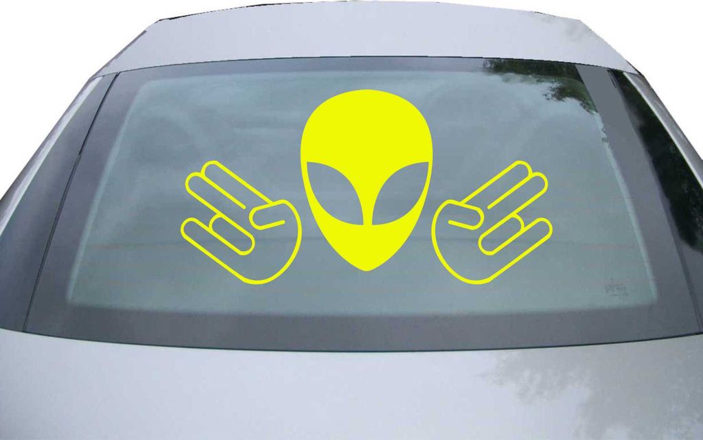 Indigos UG - Aufkleber Heckscheibe & Motorklappe DE2847 - neongelb - 600x314 mm - Alien Doppel Shocker - Auto Scheiben Fenster Heckklappe Tuning Ra...