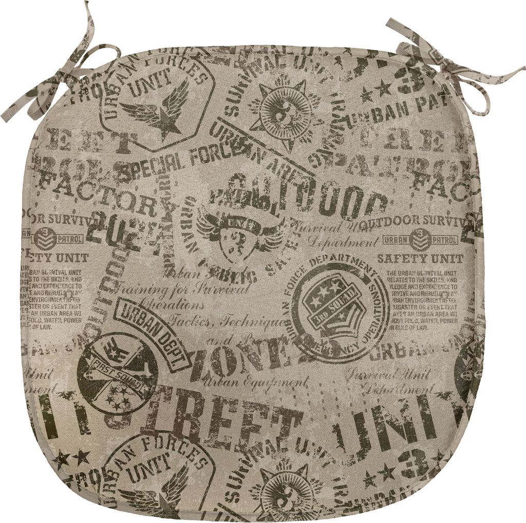 ABAKUHAUS Grunge Polster für Esszimmerstühle, Nostalgische Pins Alt, Dekoratives wasserfestes Kissen mit Riemen für Küchensitze, 40 cm x 40 cm,...