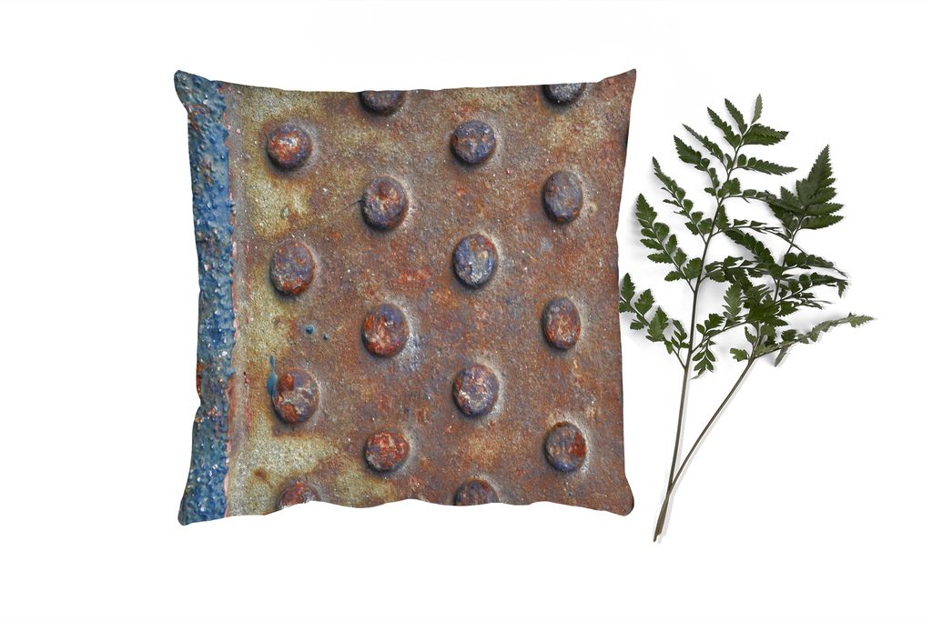 MuchoWow Zierkissen Sofakissen Wohnzimmer Dekokissen 50x50 cm Industriell - Diamantplatte - Rost - Komfort - Sofakissen