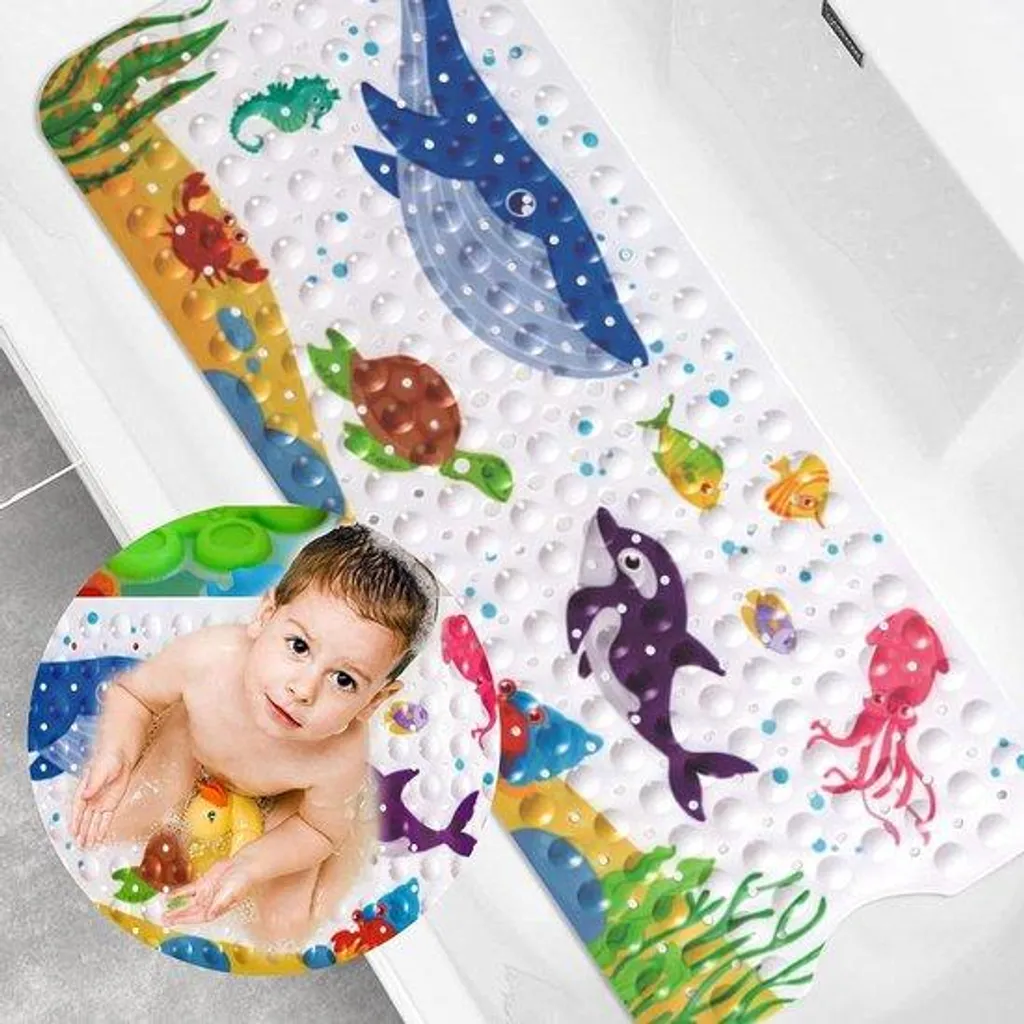 Tapis de baignoire antidérapant pour bébé format XXL avec drainage optimisé