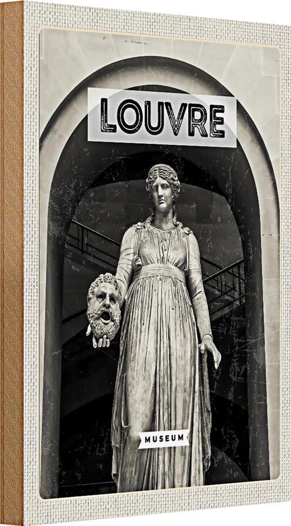 Holzschild Reise 20x30cm Louvre Museum Reiseziel Tourism Retro