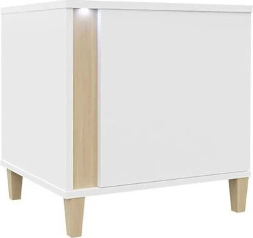 Comodino ANINA Bianco e Rovere Wotan - Mobile Notte Moderno con Cassetti