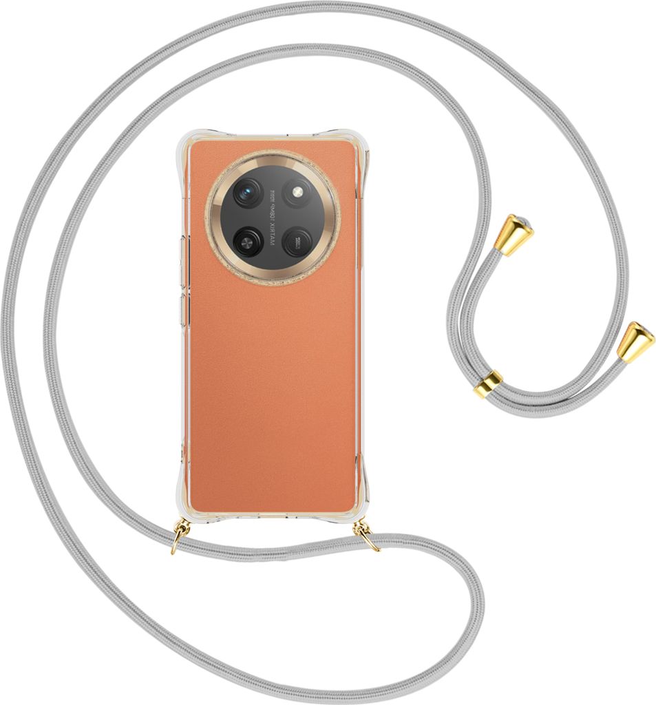 Handykette Backcover-Schutzhülle mit Band (Metall goldfarben) für Honor X60 Pro 5G - silbergrau