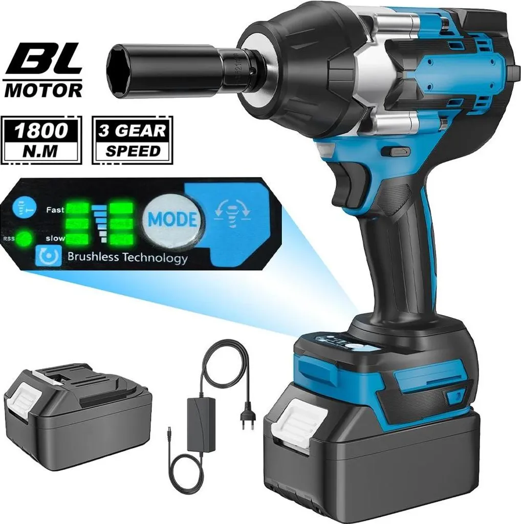 Clé à chocs à batterie 1800 N·m avec moteur Brushless ultra puissant