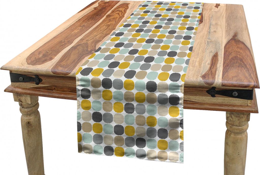 ABAKUHAUS Gedämpfte Farben Tischläufer, abgerundete Squares, Esszimmer Küche Rechteckiger Dekorativer Tischläufer, 40 x 225 cm, Mehrfarbig
