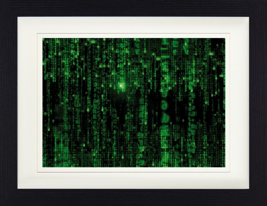 Matrix Gerahmtes Bild Mit Edlem Passepartout | Wand-Bilder | Im Bilderrahmen - Matrix Code, Grüner Regen (30 x 40 cm)