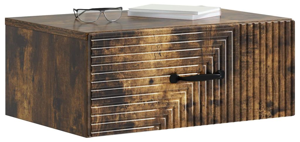 Maison Exclusive - Wandmontierter Nachttisch Geräucherte Eiche 49 x 34,5 x 20 cm