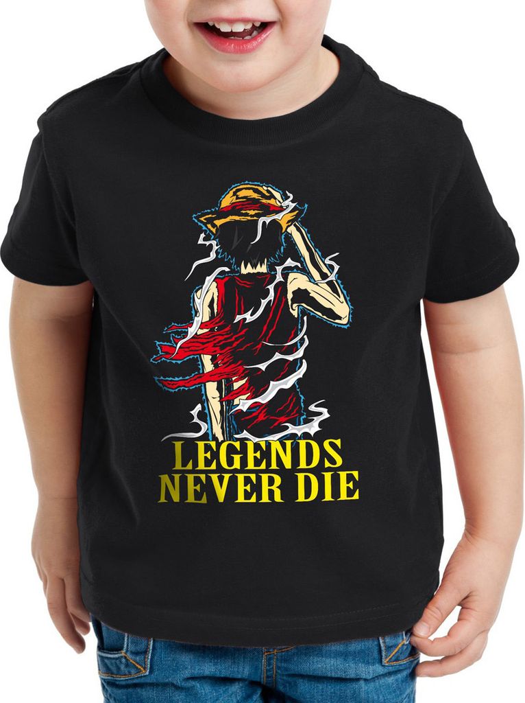 Legends Never Die - Luffy Kinder T-Shirt strohhut anime japan