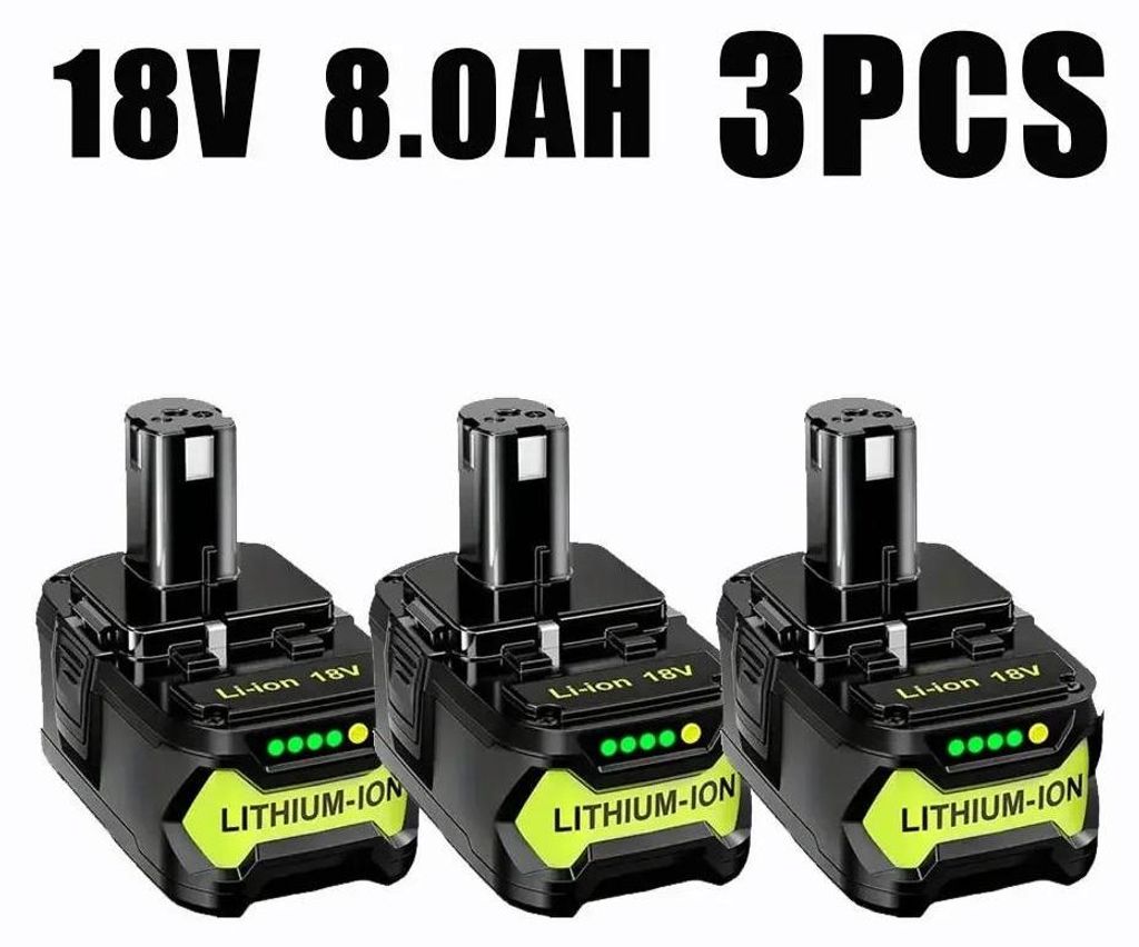 18V Akku Für Elektrowerkzeuge - Ersatzakku Ni-Cd - 8000 mAh Hohe Kapazität - Kompatibel Mit P108 P104 P105 P102 P103 - 3er Pack
