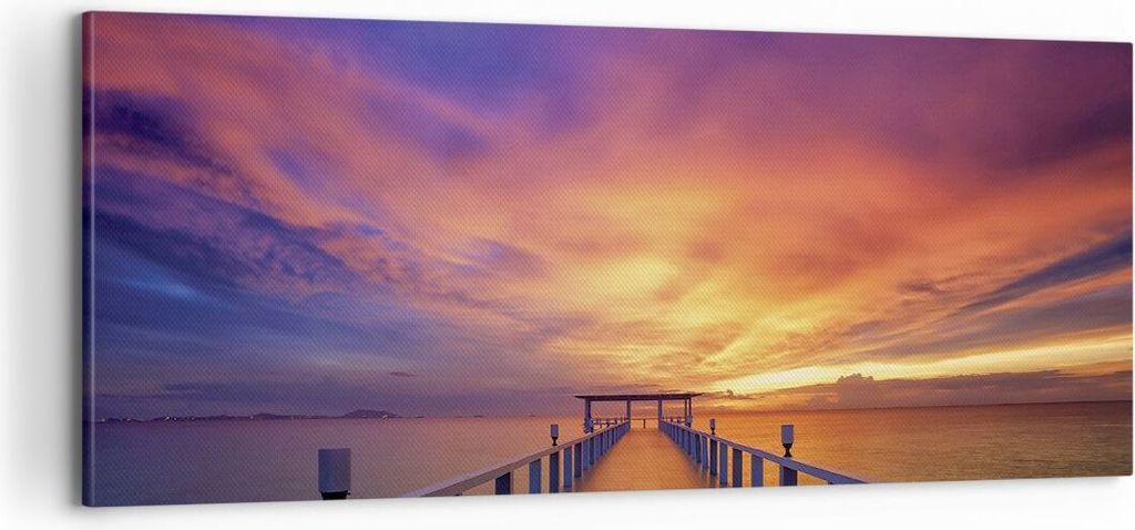 Bild auf Leinwand - Leinwandbild - Einteilig - Himmel die Farben Pier - 100x40cm - Wand Bild - Wanddeko - Wandbilder - Leinwanddruck - Bilder - Wan...