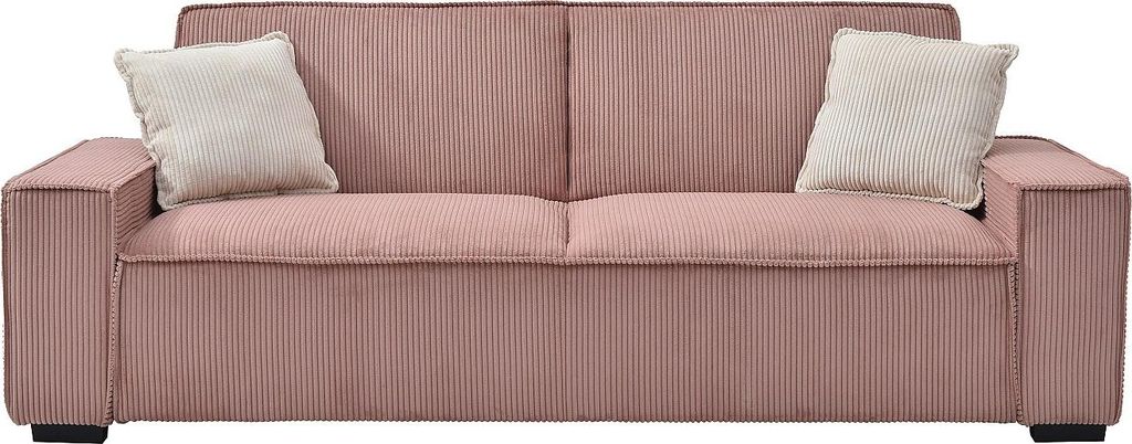 3-sitziges Schlafsofa in Kord rosa - SEKOTA