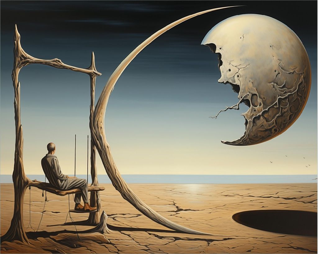 Wallario Poster - Mondschaukel in der Wüste, Kunstdruck Größe: 40 x 50 cm