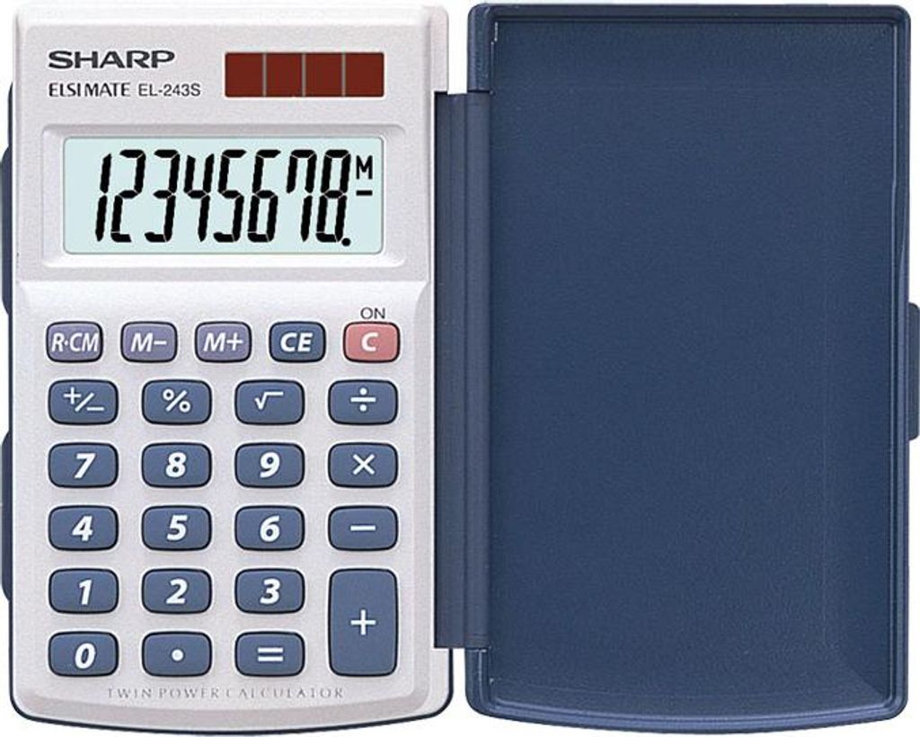 Sharp Taschenrechner EL-243 S, TWIN-Power, 8-stelliges LCD, 360° Klapp-Etui, 64x105x11mm