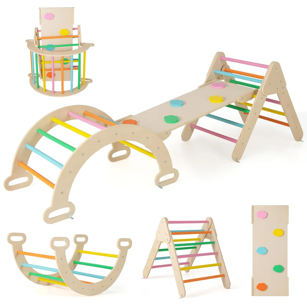 Costway 4 in 1 Triangolo Pikler Legno: Palestra Montessori per Bambini