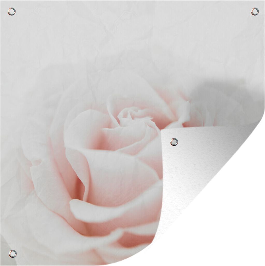MuchoWow 100x100 cm Outdoor-Poster Gartendeko Sichtschutz Garten Poster für den Garten Nahaufnahme der Blätter einer rosa Rose