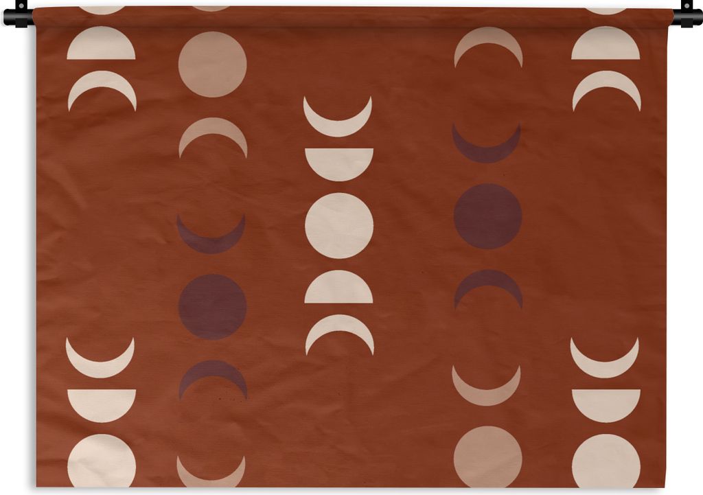 MuchoWow Wandteppich Wandbehang Mond - Rot - Muster 90x67.5 cm Tapisserie Dekoration Wandtuch - Fototeppich - Wand-Skulpturen