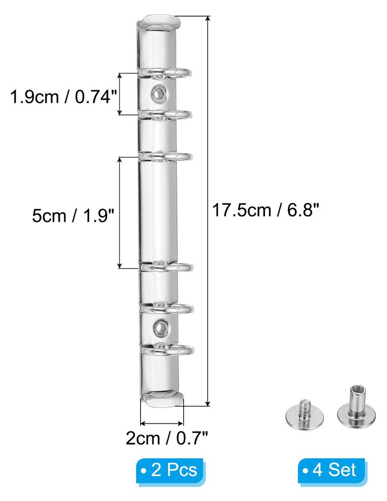 A6 6-Loch Ringbuchmechanismen, 2er-Set Ringbuchrš¹cken-Ersatz fš¹r Ringbuchplaner, Silberton