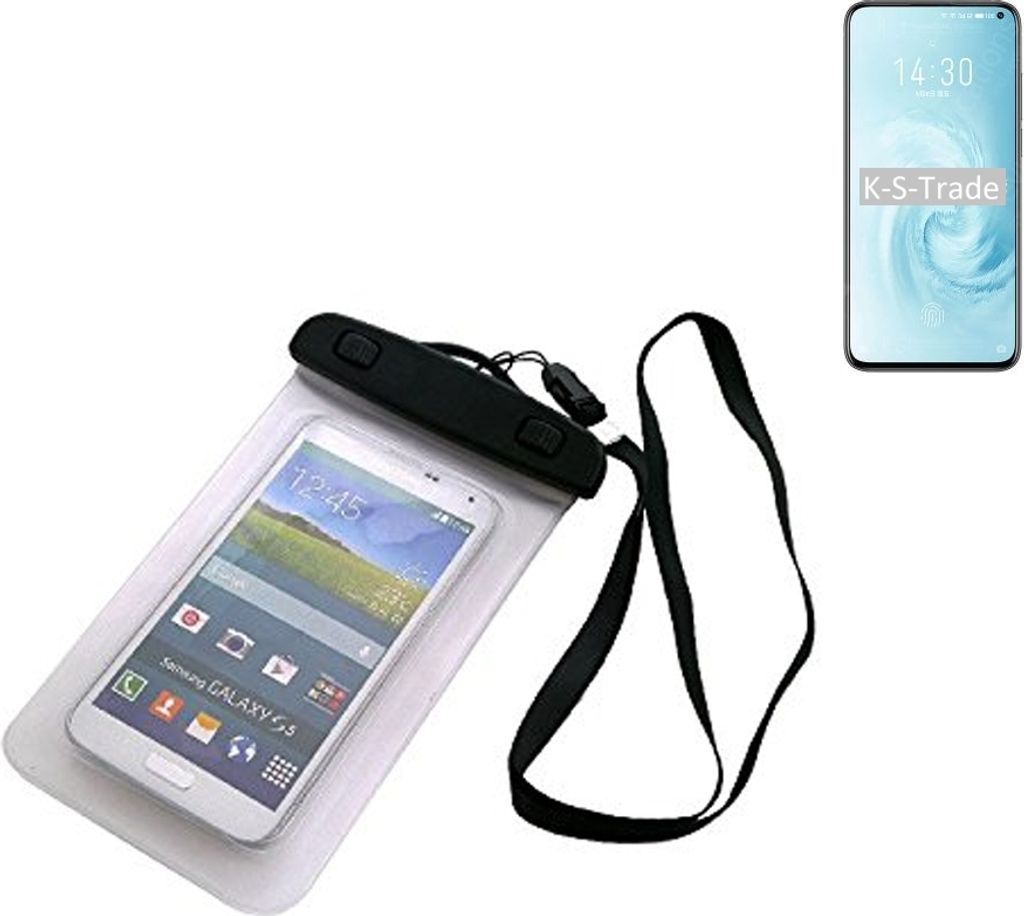 K-S-Trade Schutz Hülle Handy Hülle Kompatibel mit Meizu 17 Beach Bag wasserdicht 16cm x 10cm Schutzhülle Staub Sand Flachwasser Beachbag Case