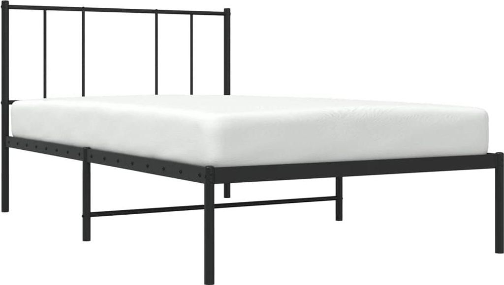 vidaXL Bettgestell mit Kopfteil Metall Schwarz 90x190 cm