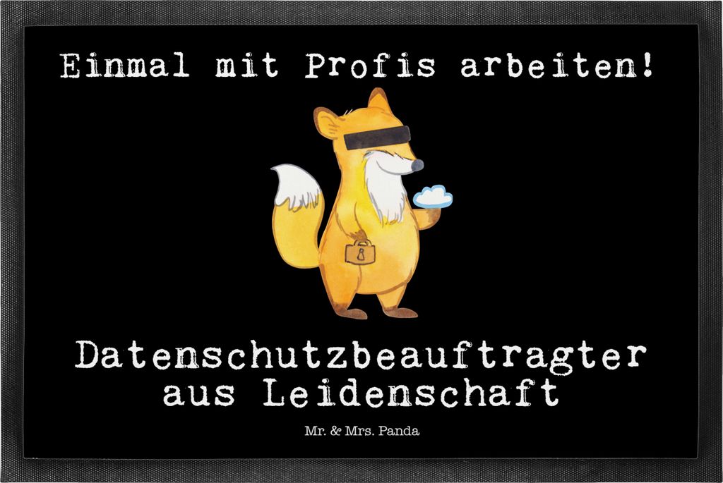 Mr. & Mrs. Panda Türmatte Datenschutzbeauftragter Leidenschaft 50 x 75 cm - Schwarz - Geschenk, Eingangsteppich, Schmutzfangteppich, Schmutzmatte,...