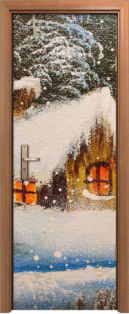 Türposter 70x200 cm Türaufkleber Türtapete Türfolie Klebefolie Kunst Textur Malerei Winter Landschaft