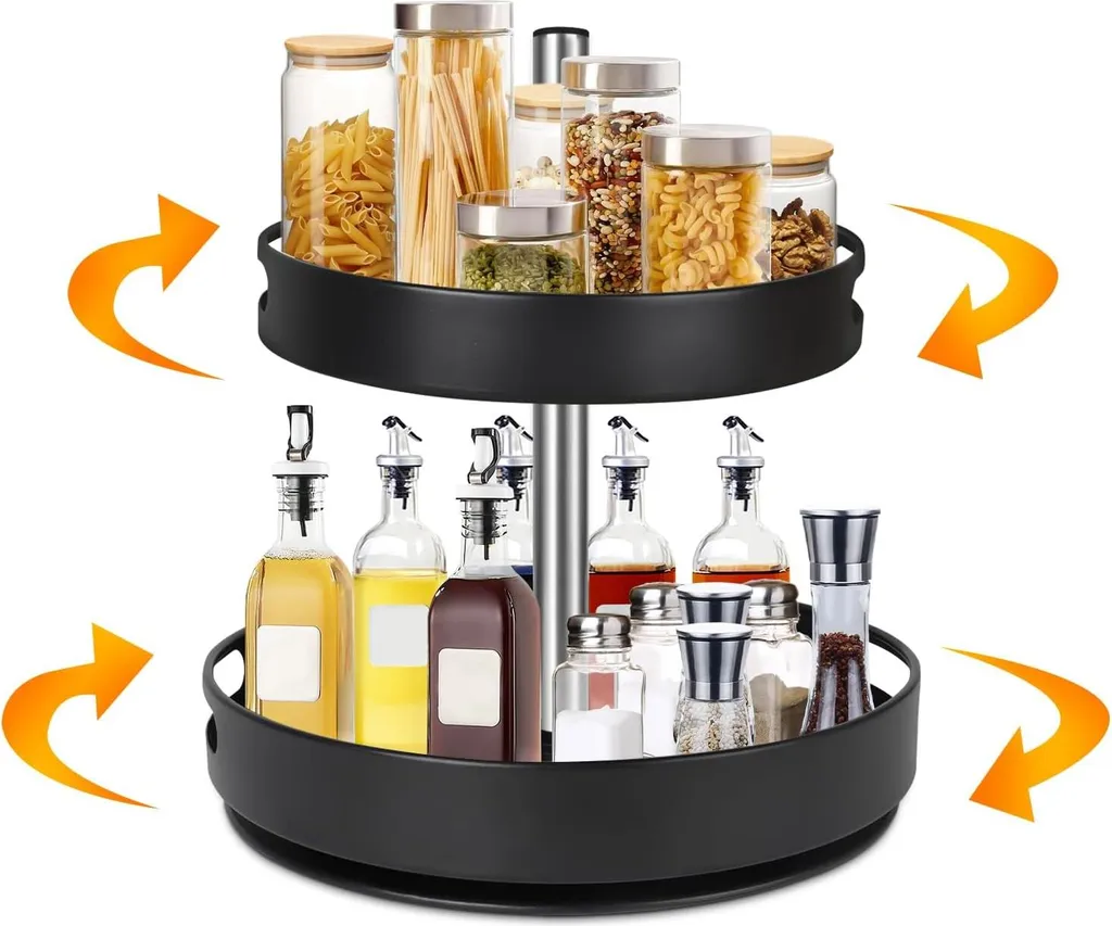 Système de rangement pivotant 360° à 2 niveaux version sur pied