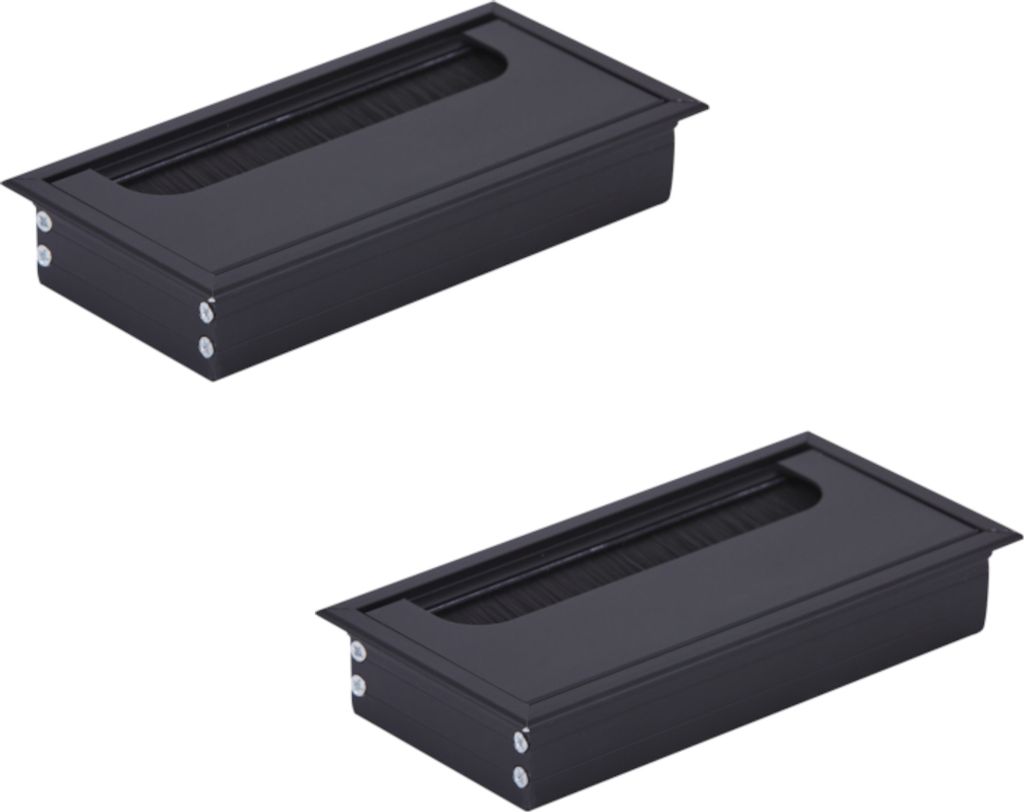 HOOZ 2x Kabeldurchführung Schreibtisch, 160mm Aluminium Kabeldurchlass mit Bürstendichtung, Kabeldurchführung Tisch für Tisch Büro Arbeitsplat...