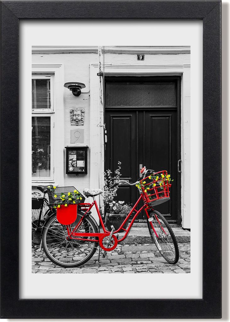 Bild 20x30 MDF-Rahmen, Wandkunst City-Fahrrad