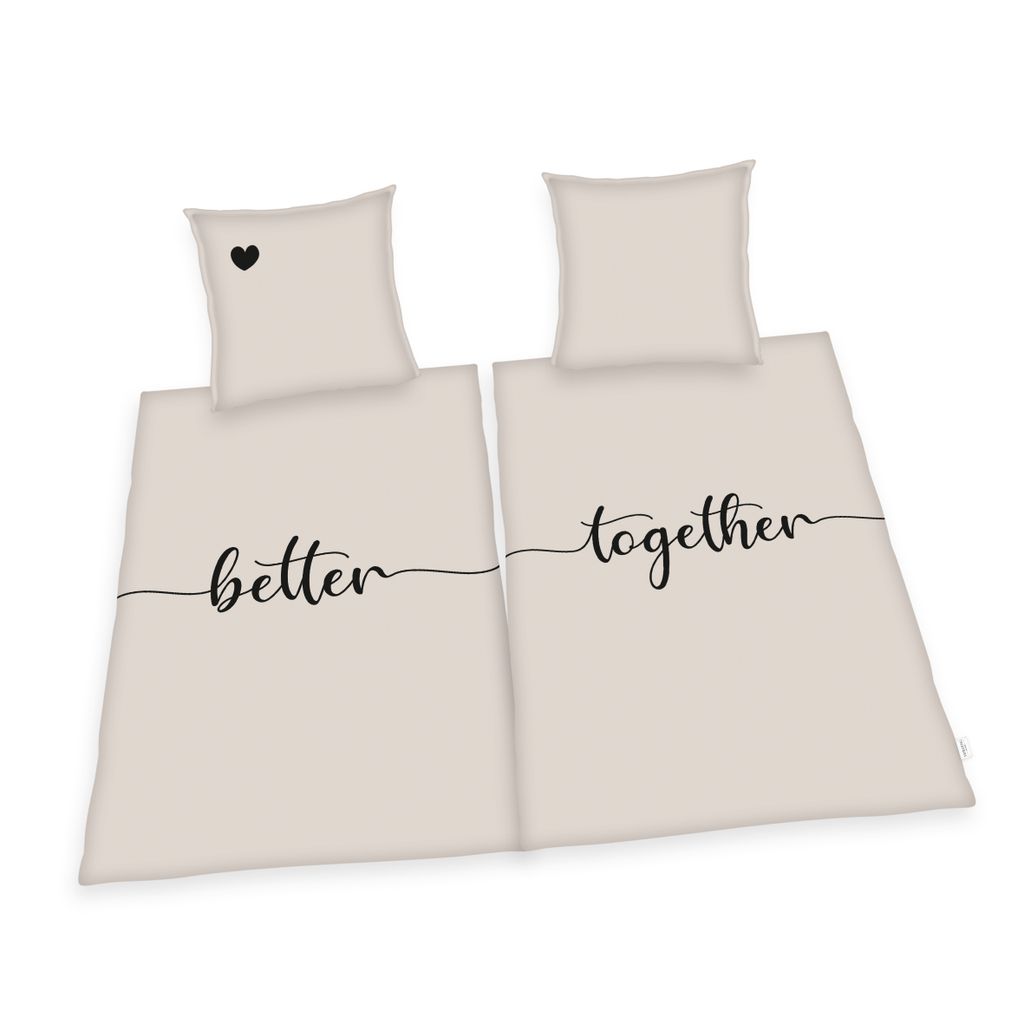A set of bedding with a "Better together" design.