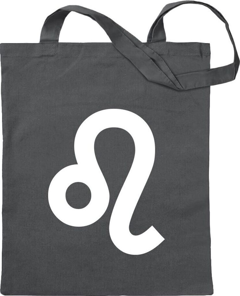 Kiwistar - Baumwolltasche - stahlgrau - Löwe Sternzeichen - Tragetasche Stoffbeutel Umhängetasche Langer Henkel