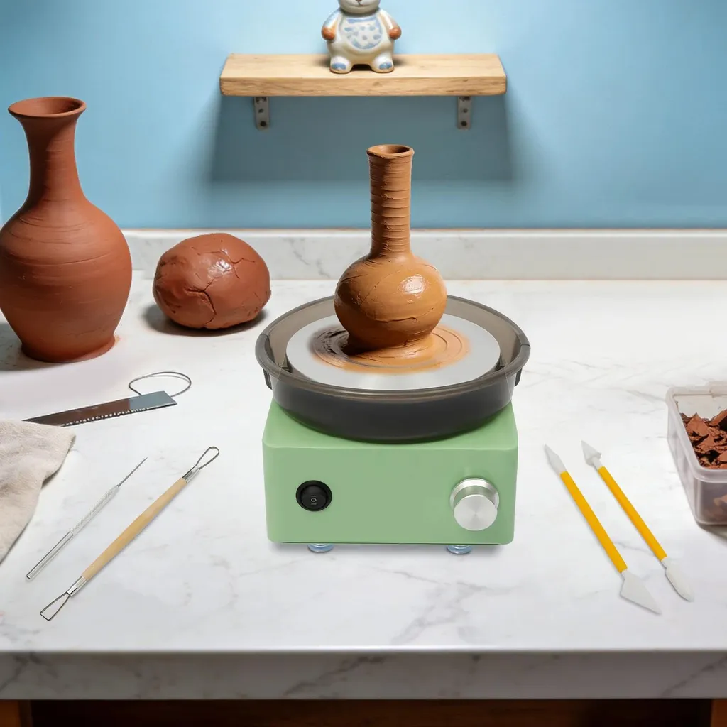 Mini Tour de Potier Électrique avec Plateau 15 cm et Kit de Modelage Complet