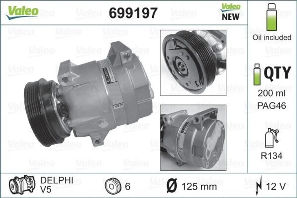 Compresseur de climatisation Valeo 699197 pour réparer le froid Megane I