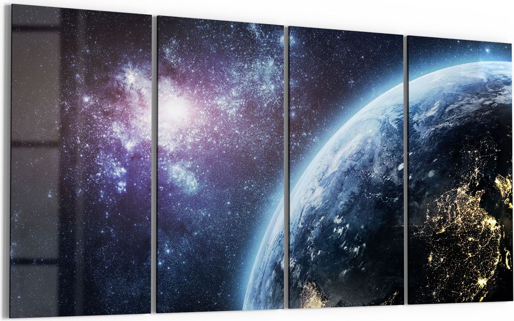 DEQORI Glasbild Echtglas 4x30x60 cm 'Blick aus dem All' Wandbilder XXL groß