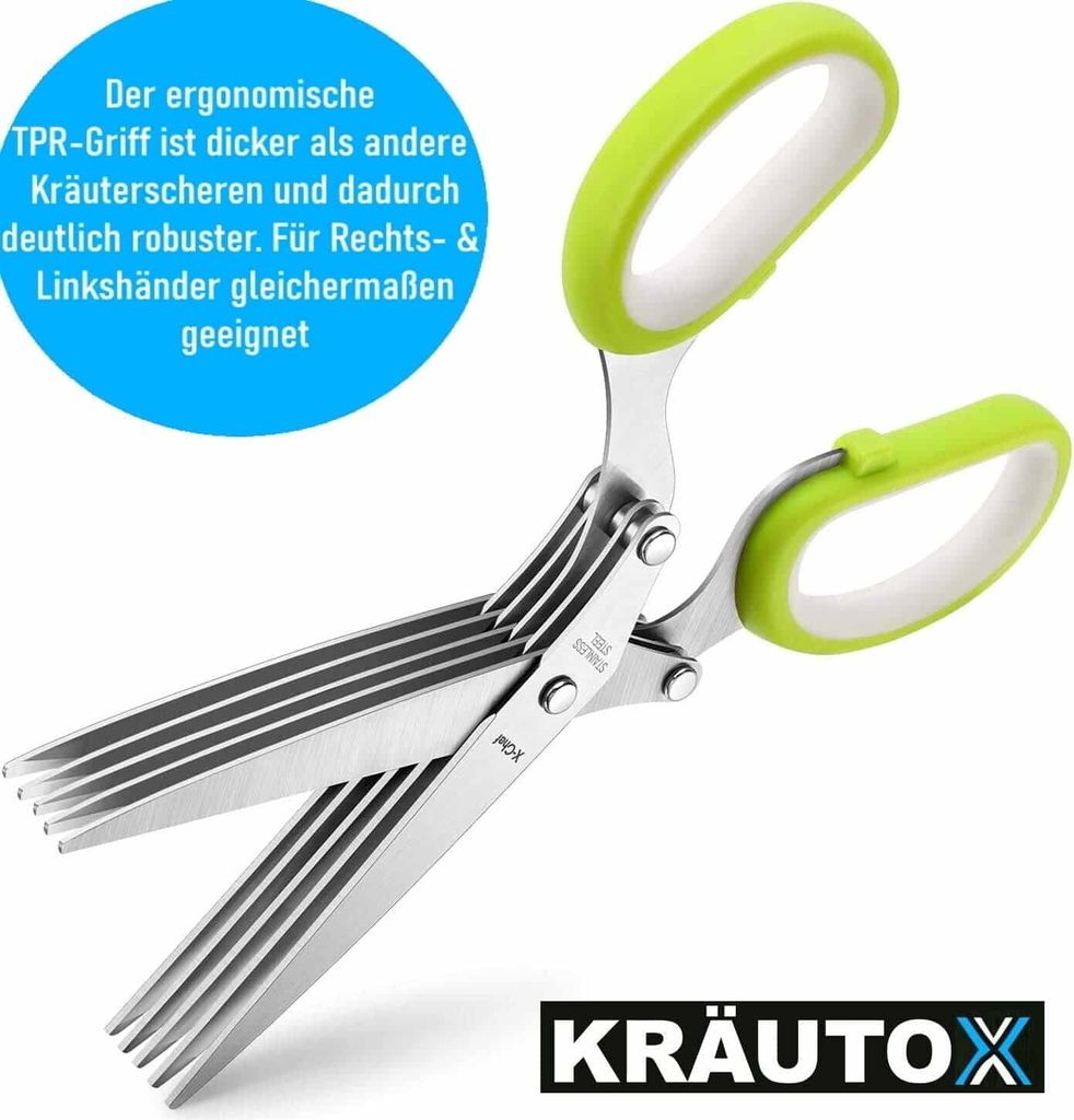 KRÄUTOX Kräuterschere 5 Klingen Edelstahl Kräutermesser mit Produktbild 6