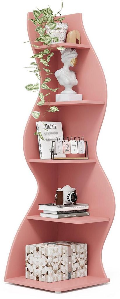 Eckregal 5 Stufen 178 cm Rosa Organizer Bücherregal Produktbild 