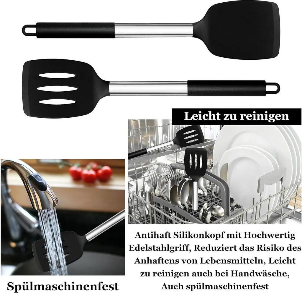 Set Spatole Professionali Homikit Silicone Nero e Acciaio Inossidabile - 4