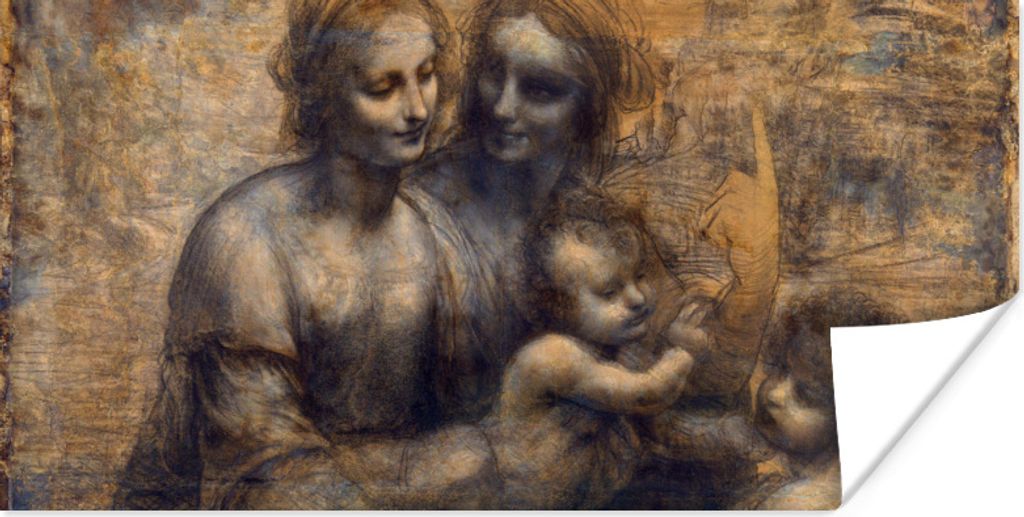 MuchoWow Poster Maria mit Kind und die Heilige Anna - Leonardo da Vinci 120x60 cm - Bild