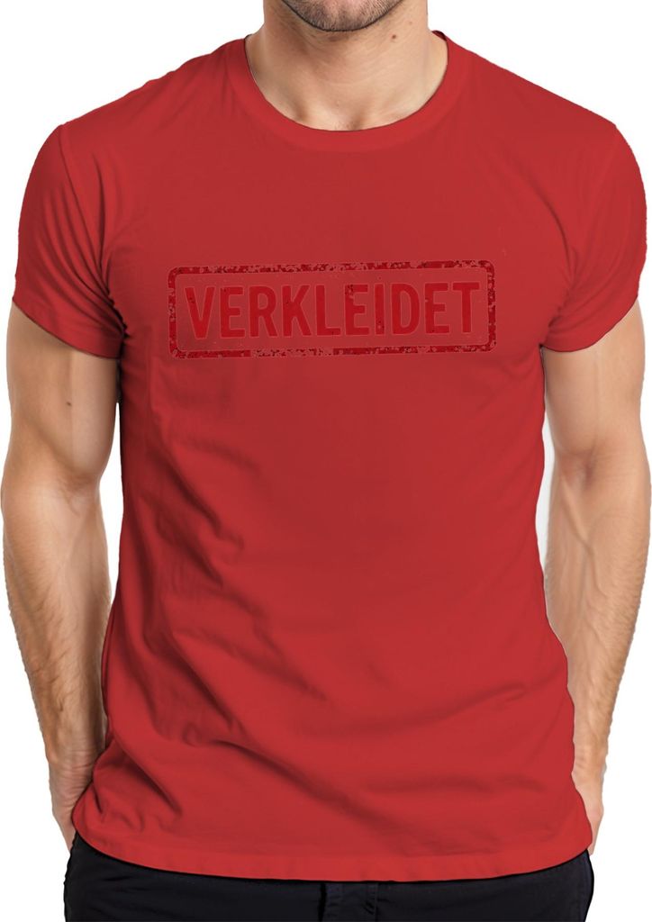 VERKLEIDET Karneval Fasching Halloween Cosplay Kostüm lustig Herren T-Shirt, Rot, M