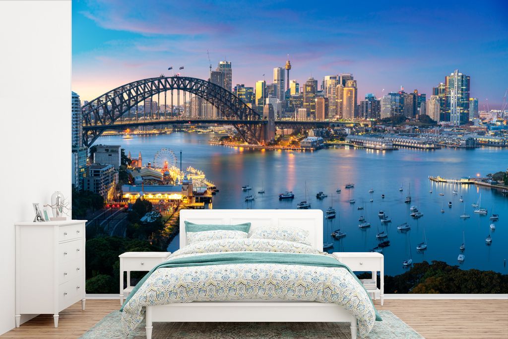 MuchoWow Fototapete für Wohnzimmer oder Schlafzimmer Wandtapete Vinyl Motivtapete Ansichten von Sydney, Australien - 420x280 cm - Zimmer für Ki...