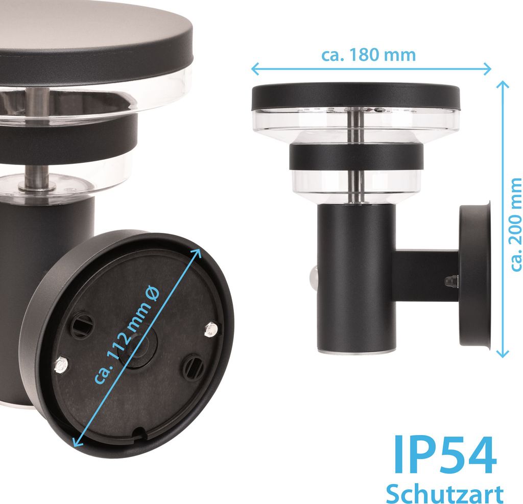 LED Außenwandleuchte "313A1" mit Bewegungsmelder – Produktbild 7