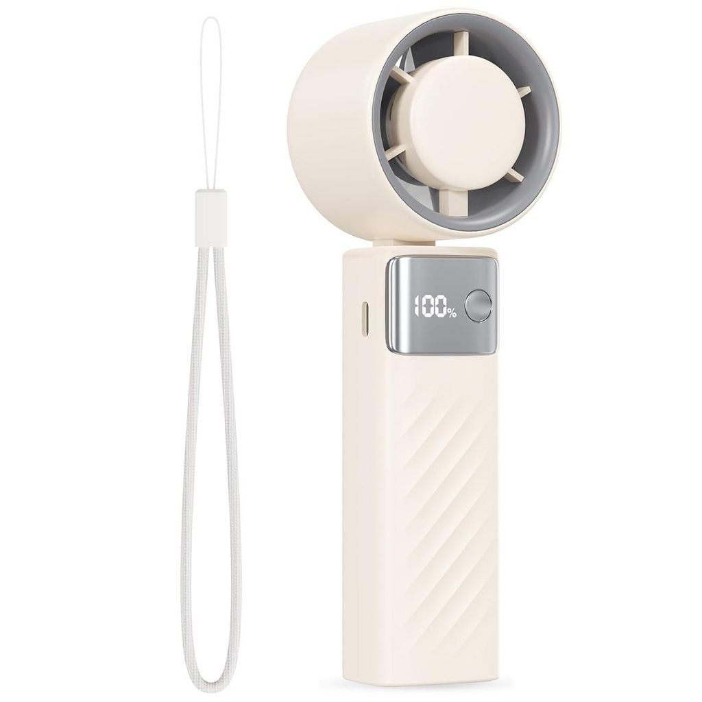 Handventilator USB Mini, tragbarer Ventilator mit 4000mAh Akku, LED Display, 199 Stufen & 115° Klappdesign für Büro und Reisen
