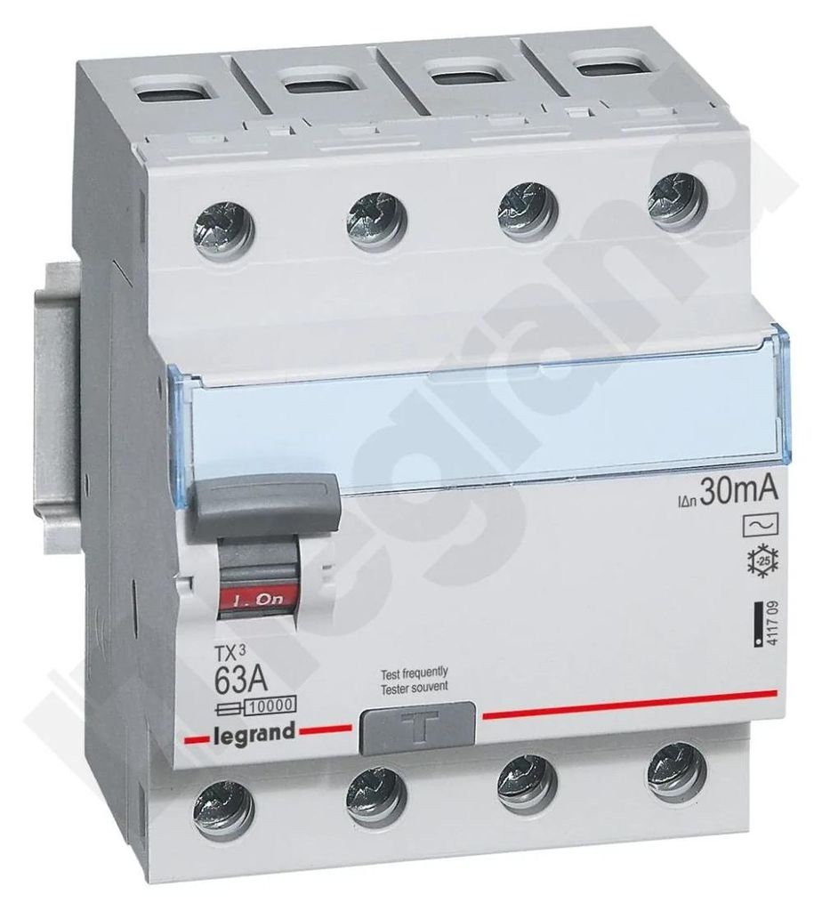 4P 63A 30mA TX3 Differenzialschutzschalter Legrand 411709 Produktbild 