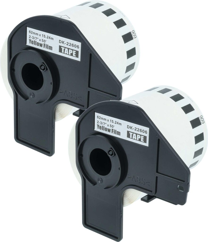 vhbw 2x Rolle mit Halter 62mm x 15,24m (1 Etikette) Ersatz für Brother DK-22606 für Drucker - Premium Gelb