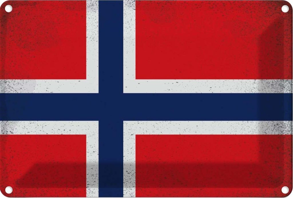 vianmo Blechschild 12x18 cm Norwegen Norway Vintage Flagge Fahne Wappen