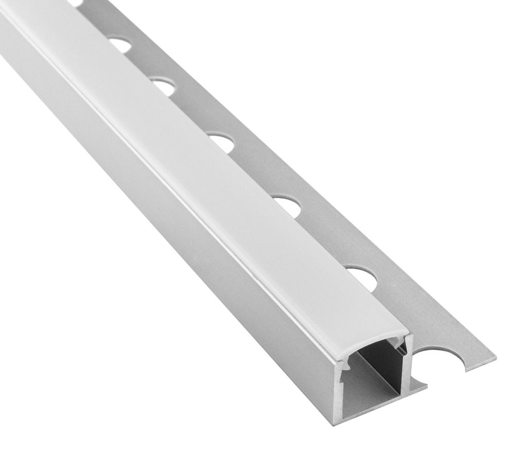 T77 LED Alu Fliesenprofil 12mm silber 2m milky