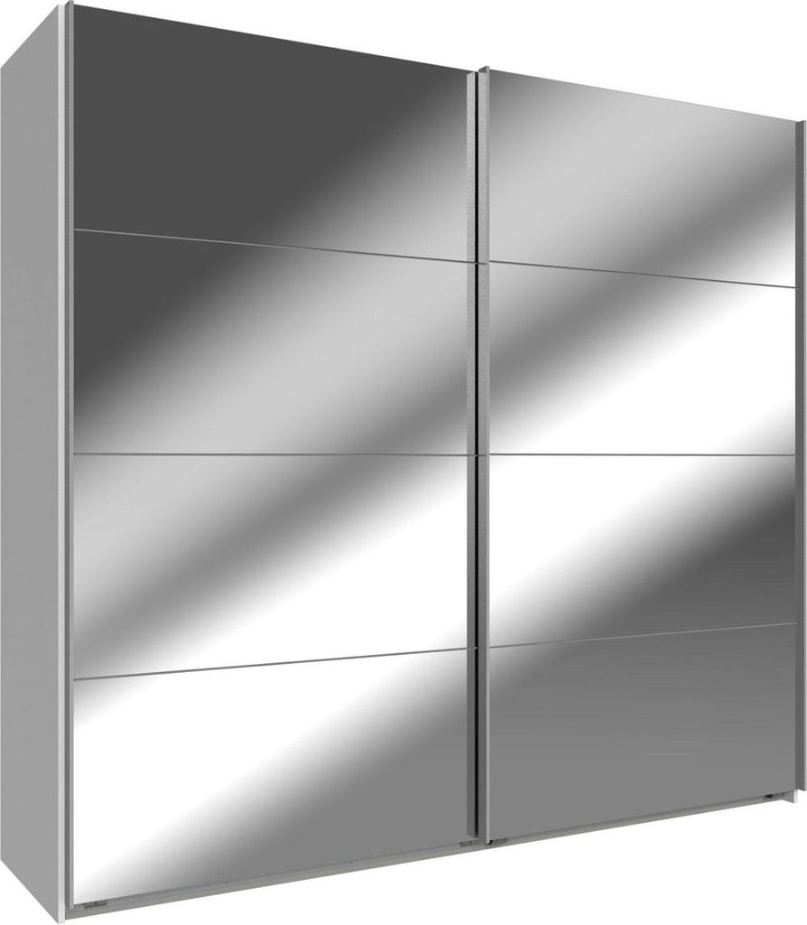 Schwebetürenschrank Kleiderschrank Easy Plus 270x65x210cm weiß Spiegel,weiß,270cm