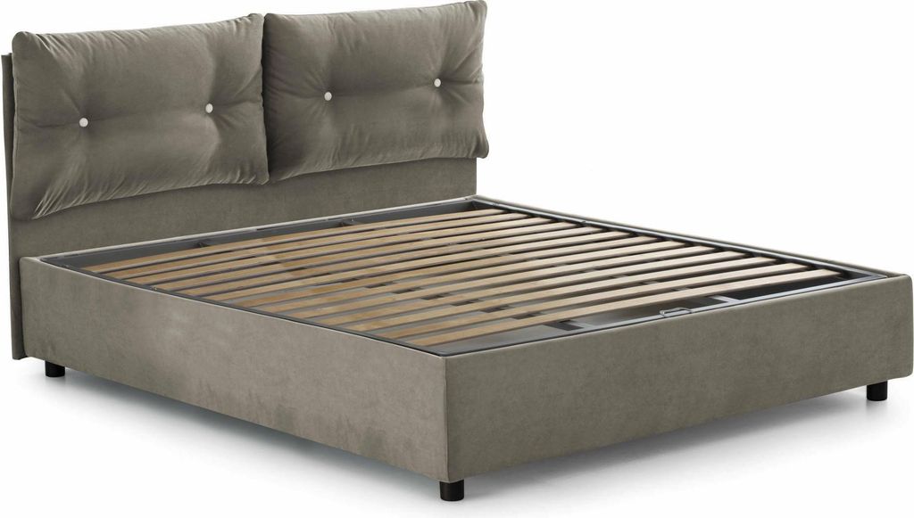 Doppelbett Dcit, Containerbett mit Stoffbespannung, 100% Italy, Frontöffnung, passend für Matratze 160x190 cm, Turteltaube