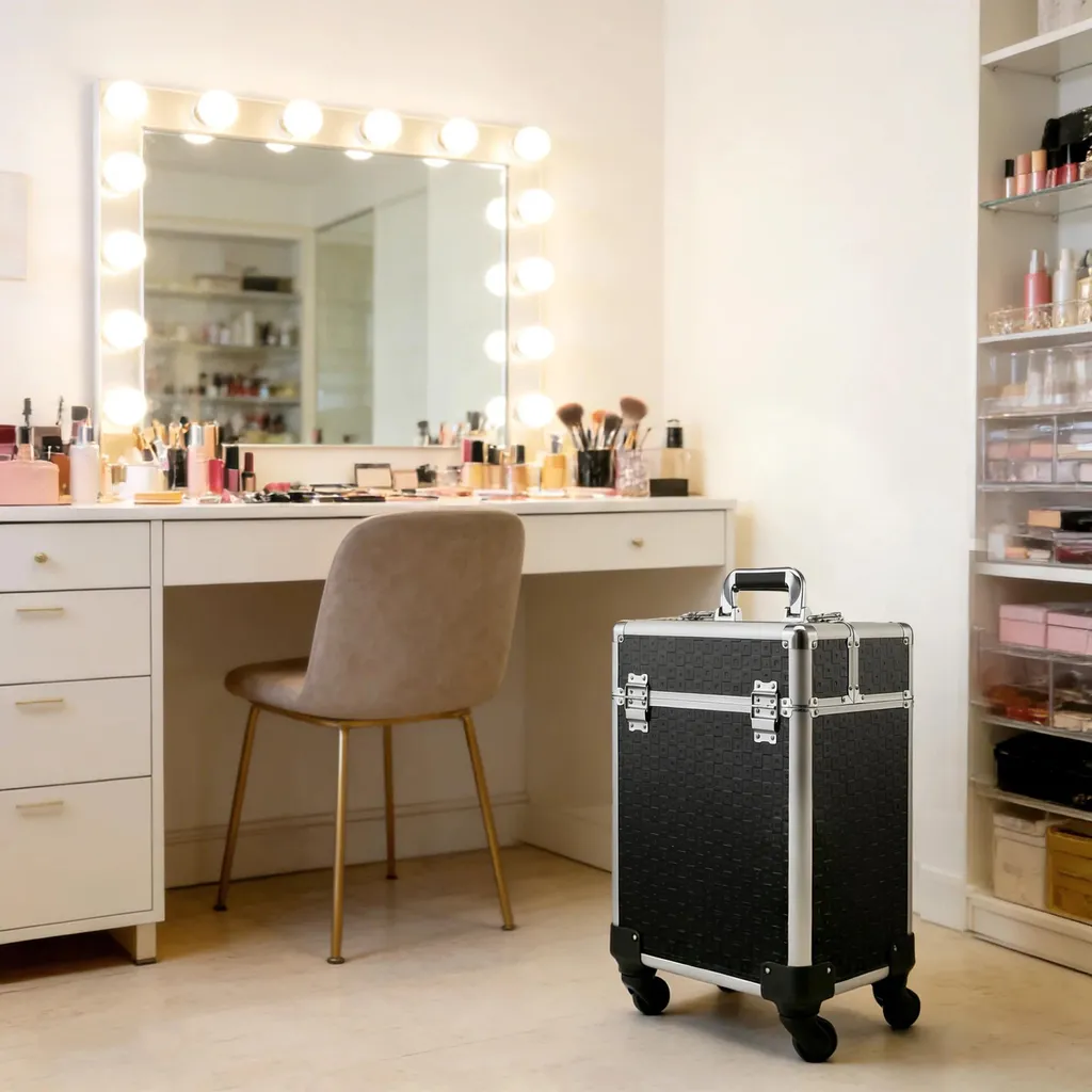 Mallette de maquillage 2 compartiments coulissants en ABS et métal - 5
