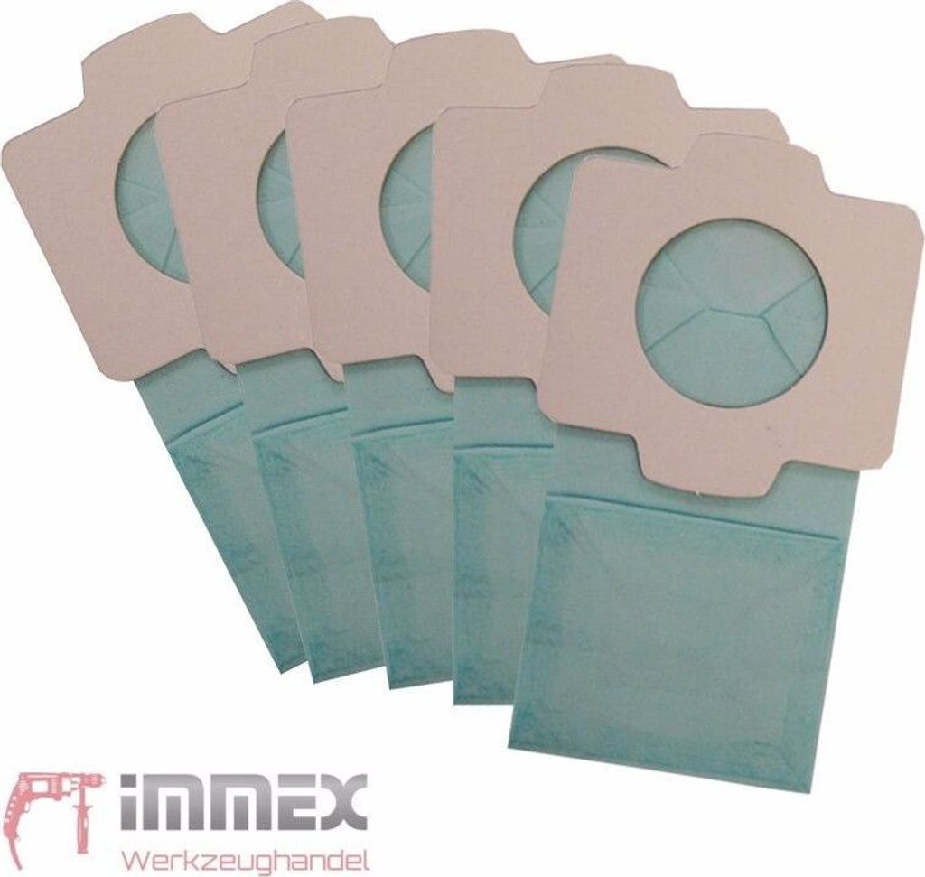 A set of vacuum cleaner bags arranged in a fanned out pattern.